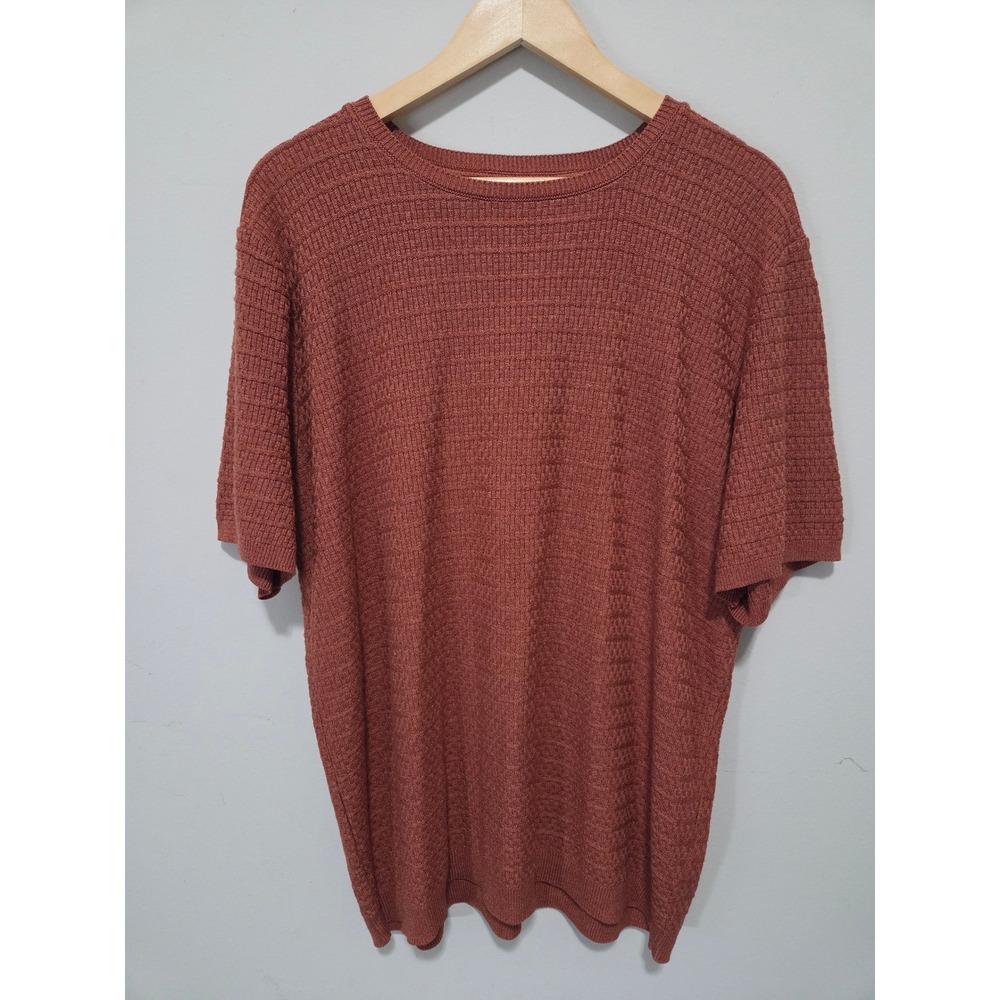 Alfred Dunner Womens‎ 3X Rust Terracotta Textured Knit Short Sleeve Sweater Top